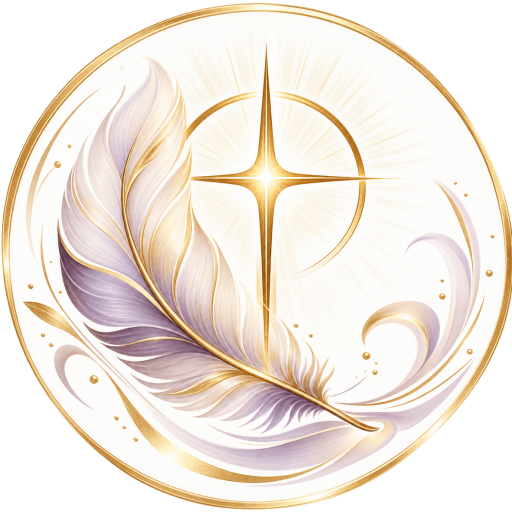 Sacred Spirit feather and cross emblem